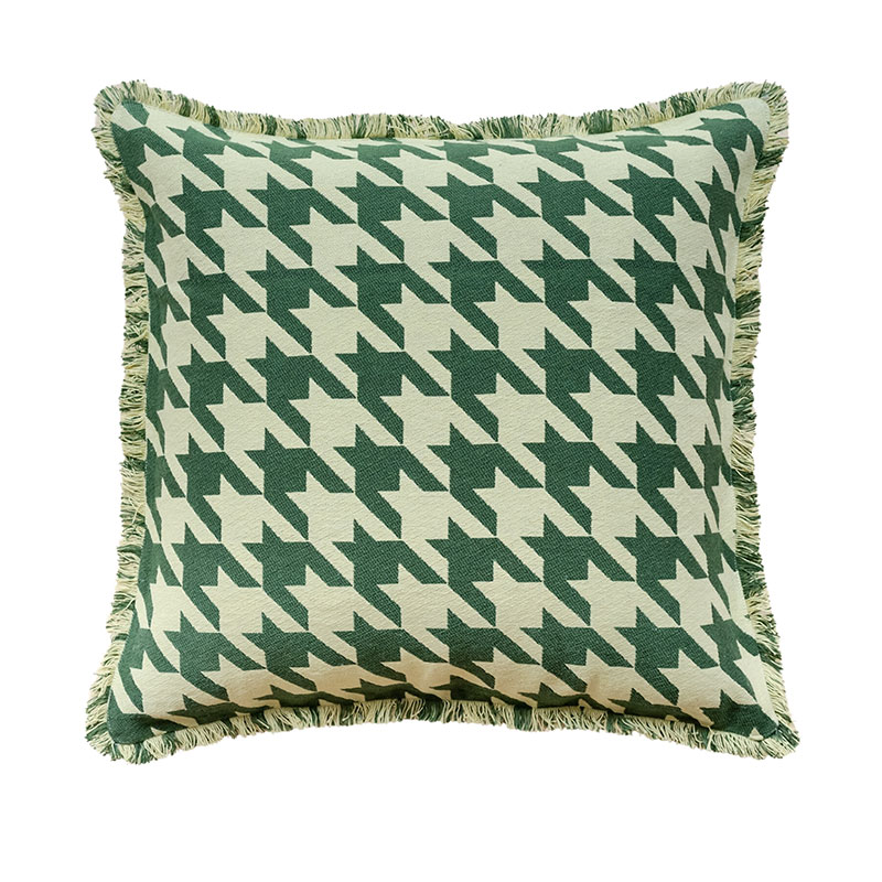 Houndstooth Cushion Cover, 50 x 50cm, Green-1