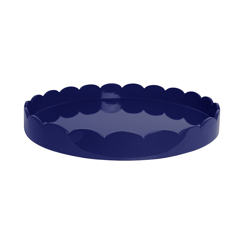 Lacquered Scallop Round Tray D50cm, Navy-1