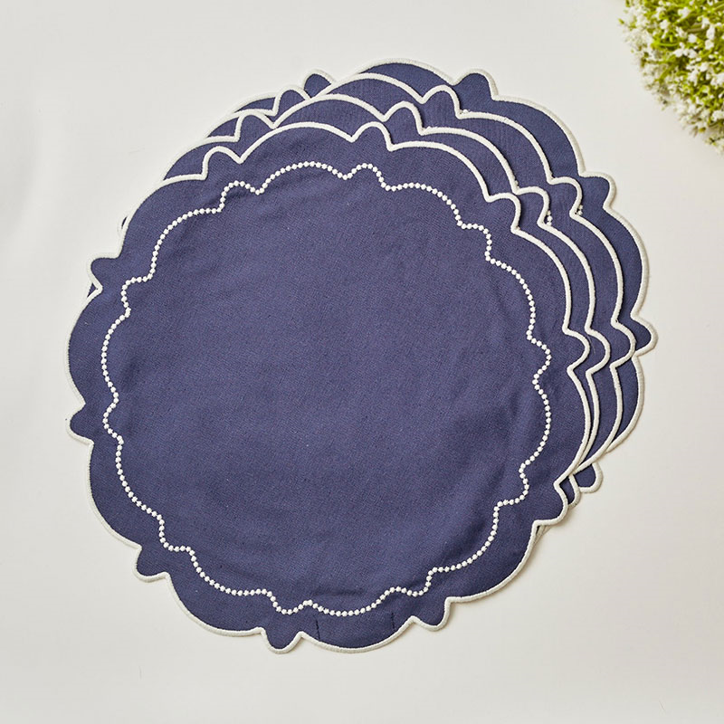 Abigail Set of 4 Placemat, D40cm, Blue-2