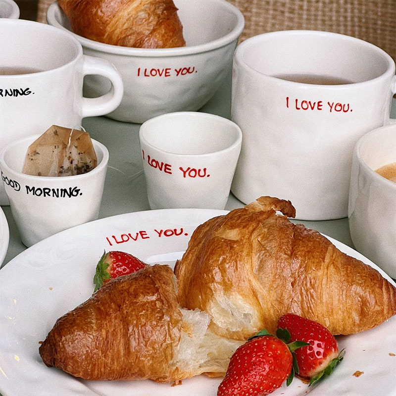 I Love You Breakfast Plate, D22cm, Red-3