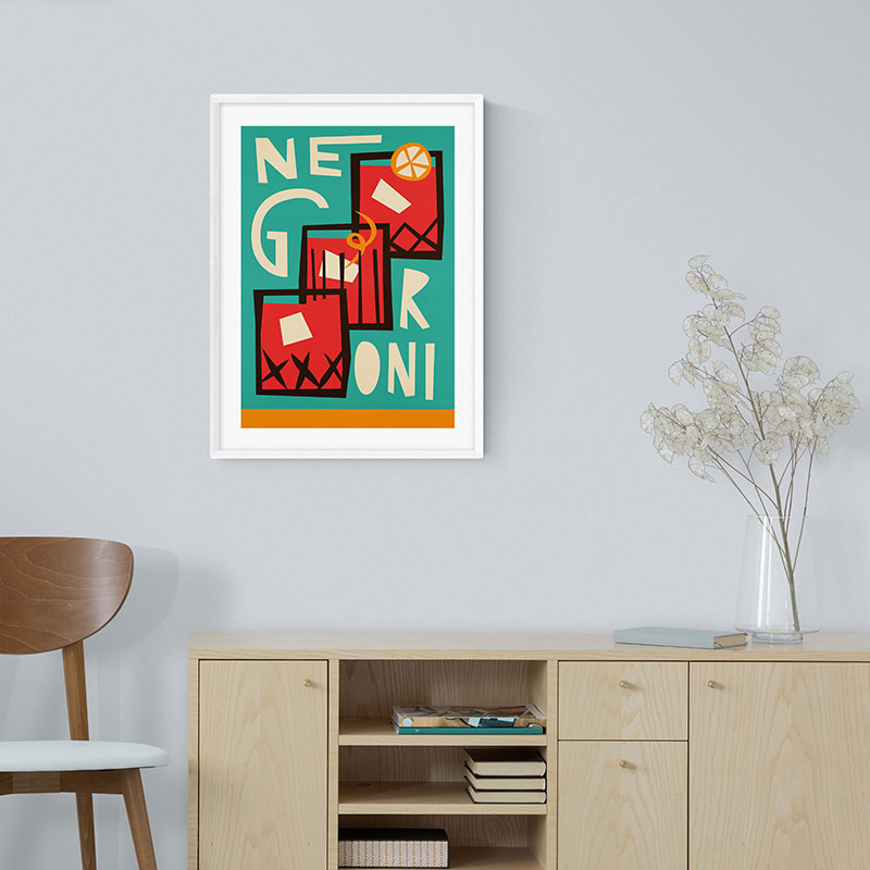 Fox and Velvet Negroni Art Print, H45 x W32cm, Multi-1