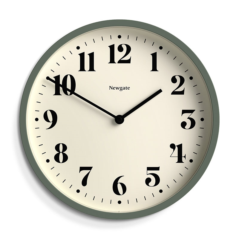 Number Four Wall Clock, D30cm, Asparagus Green-1