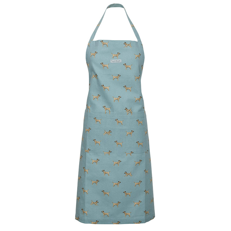 Border Terrier Apron, Teal, Taupe, Brown-0