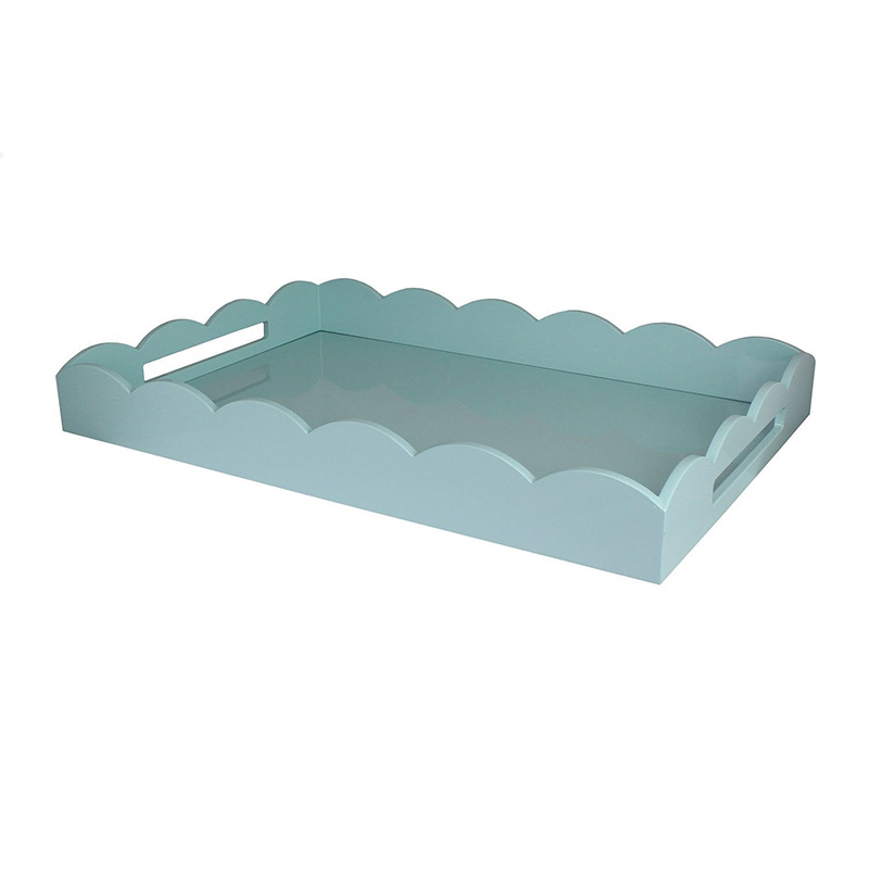 Lacquered Scallop Ottoman Tray 66 x 43cm, Eau De Nil-1