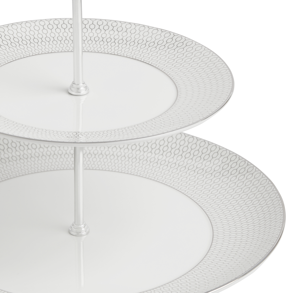 Gio Platinum 2 Tier Cake Stand, Platinum-1