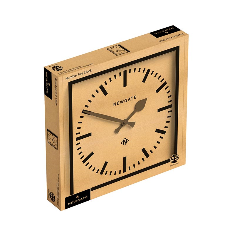 Number Five Wall Clock  with Yellow Hands, 33.5cm, Black-4