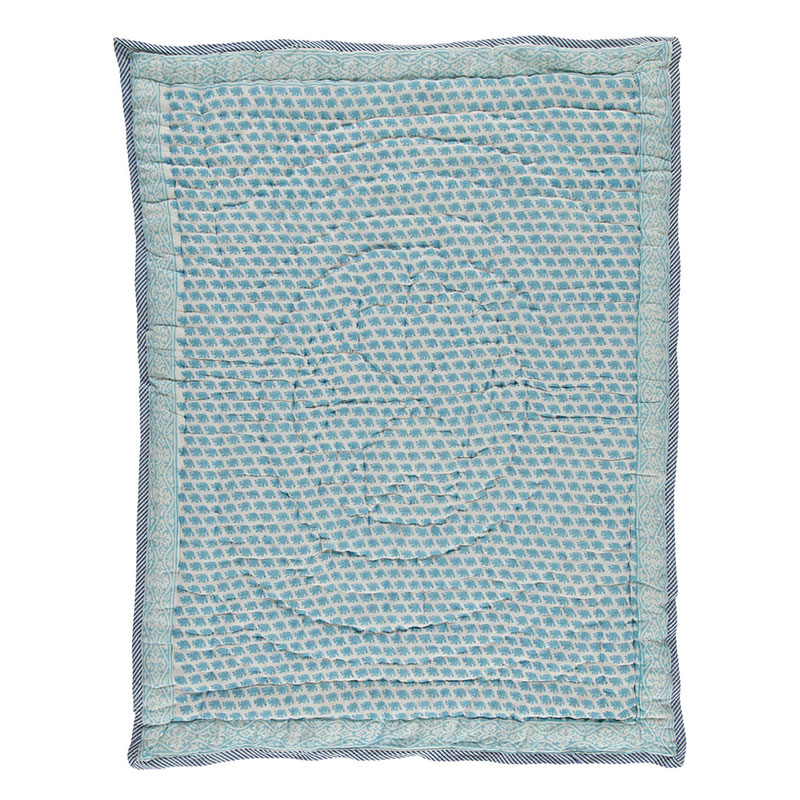 Elephant Double Quilt, Turquoise-1