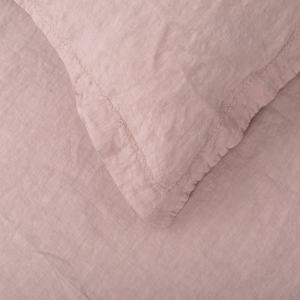 Washed Linen Linen Oxford Pillowcase, Dusky Pink-1