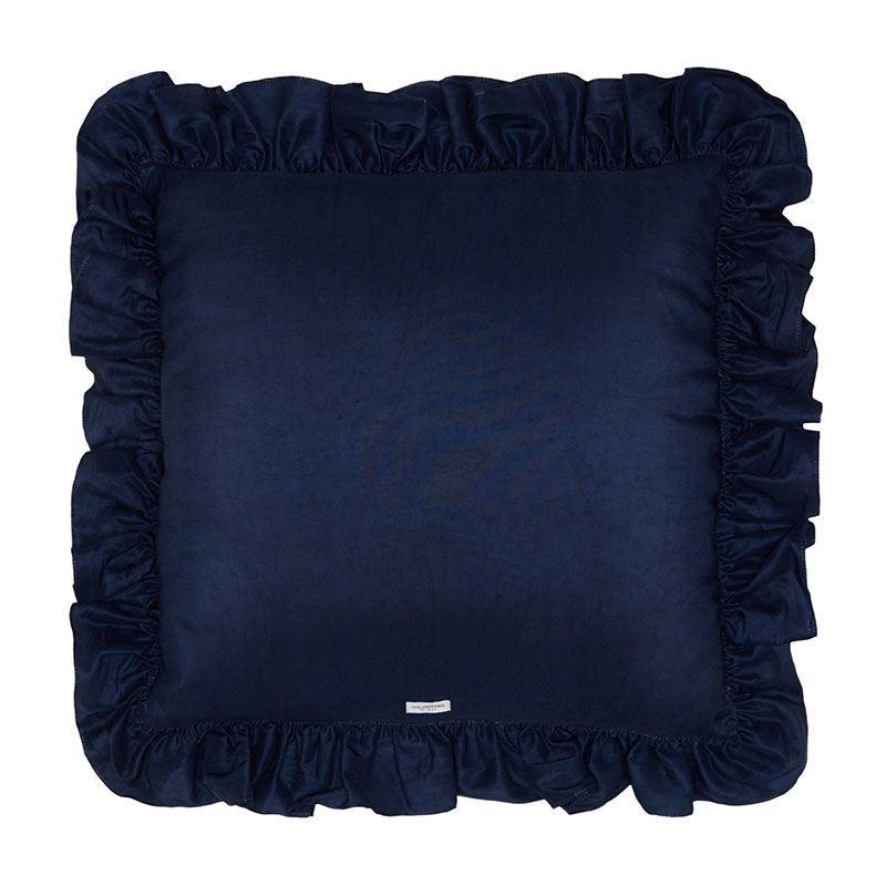 Neela Ruffle Cushion, 42cm x 42cm, Night Blue-2