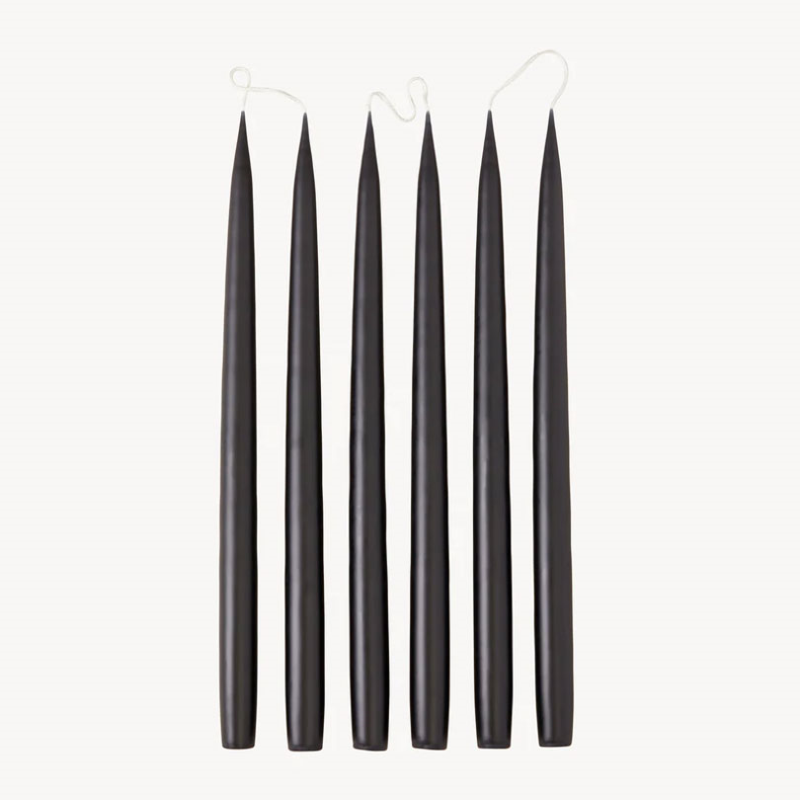 Set of 6 Tapered Dinner Candles, H35cm, Black-0