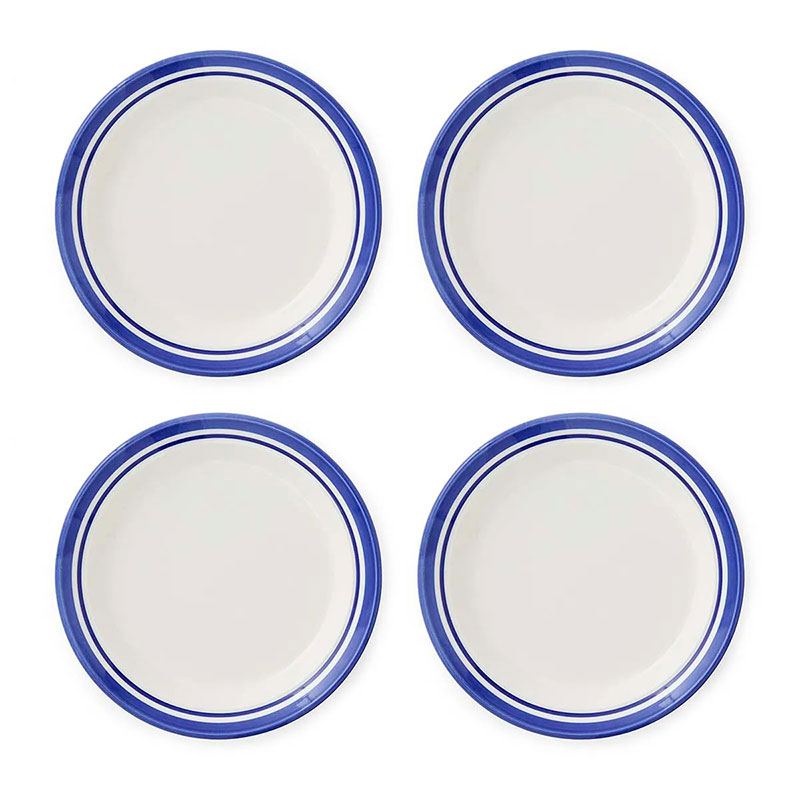 Potter's Stripe Set of 4 Salad Pates, D21.5cm, Blue-1