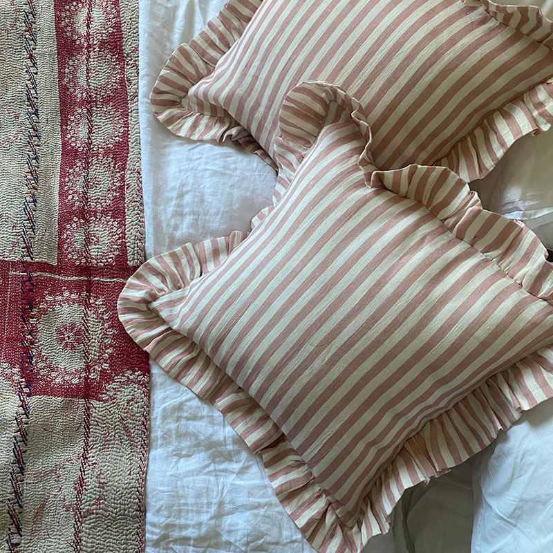 Candy Stripe Cushion Cover, 45 x 45cm, Blush-3