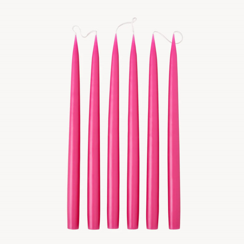 Set of 6 Tapered Dinner Candles, H35cm, Light cherry-0