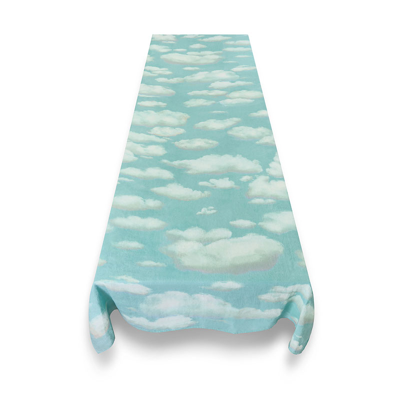 'Nuages' Linen Tablecloth, 250cm x 165cm, Blue-1