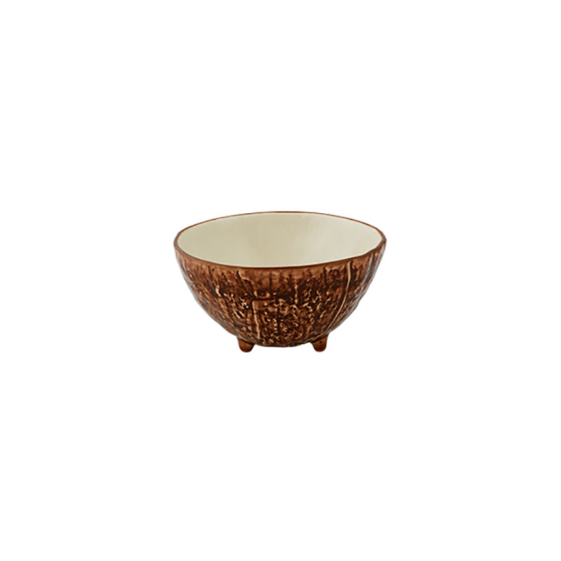 Tropical Fruits Coconut Bowl, D14cm, Brown/White-1