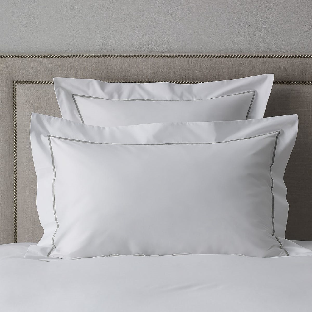 Savoy - 400 Thread Count Egyptian Cotton King duvet cover, W225 x L220cm, White/Silver-2