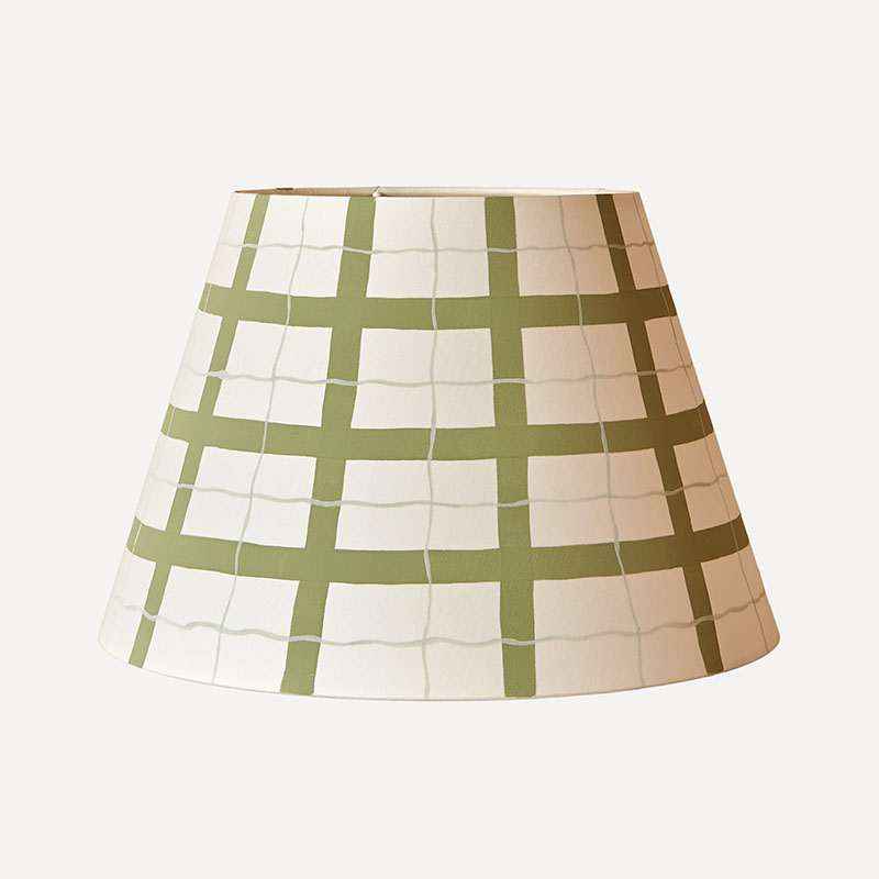 Hum London Gingham Lampshade, 40cm, Mossy Green-1