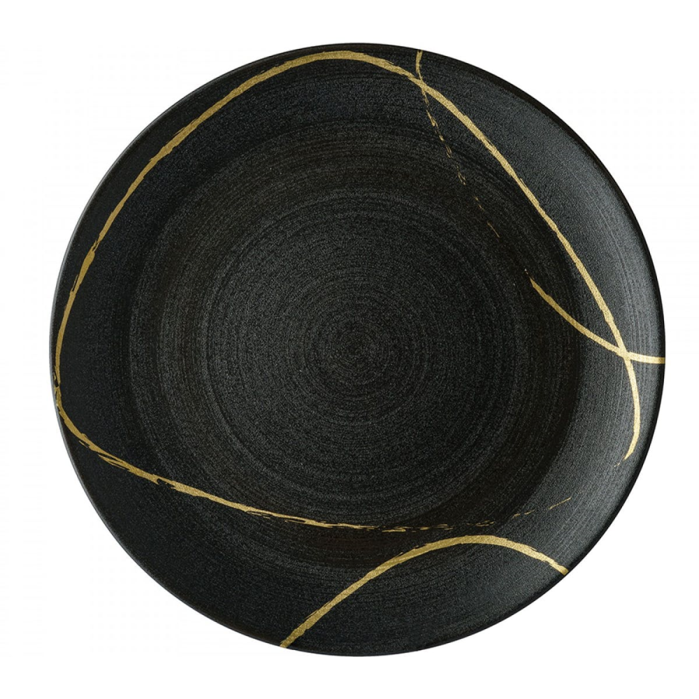 Sketch - Charcoal Coupe plate, 34cm, Black/Gold-0