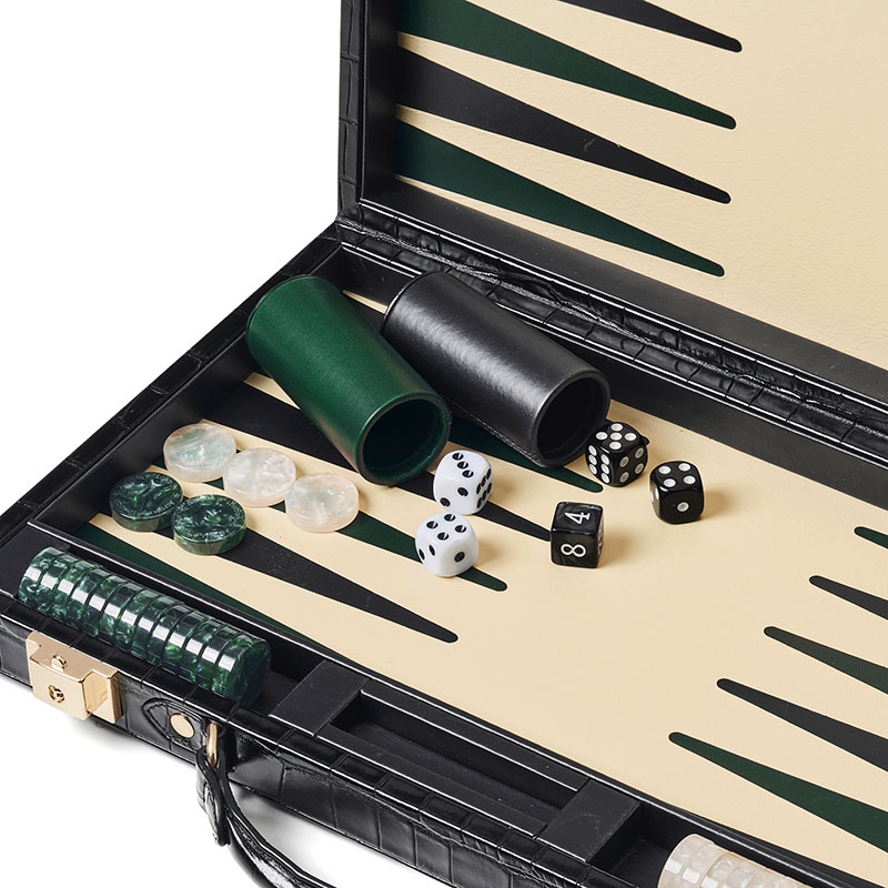 Backgammon Set, L38 x W23cm, Black Croc-4