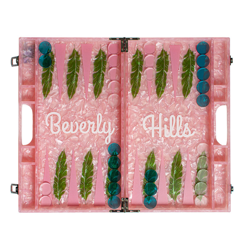 Beverly Hills Backgammon Board, L45 x W38cm, Pink-1