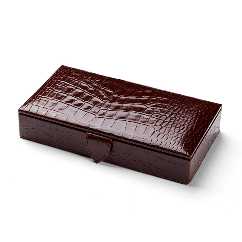 Cufflink Box, L11.5 x  W21.5cm, Amazon Brown Croc-1