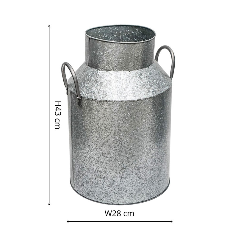 Galvanised Milk Churn, H43cm x D33cm, Silver-6