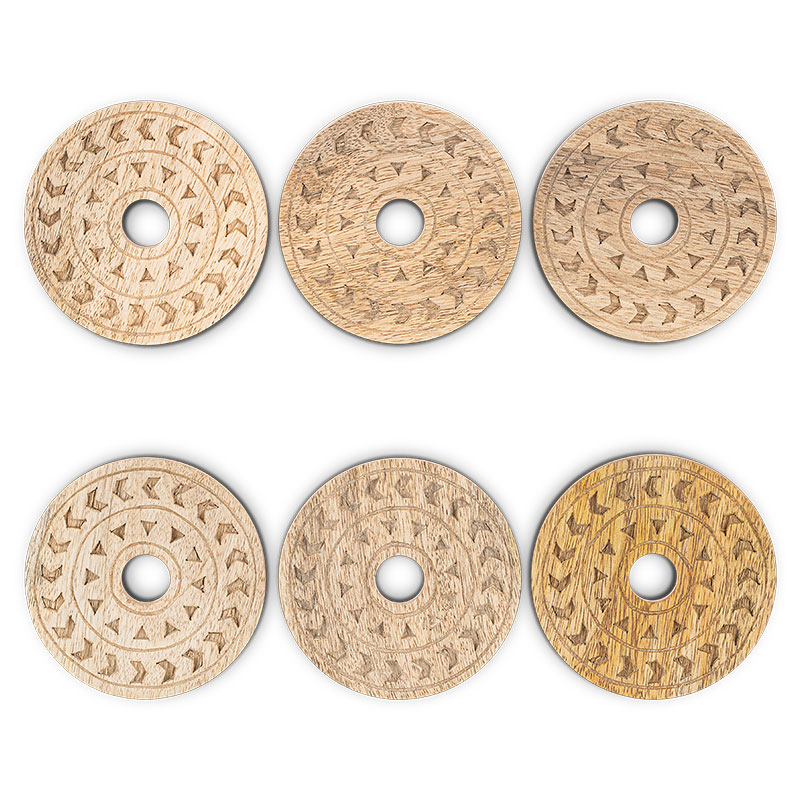 Anali Mango Wood Coasters, D10cm, Natural-5