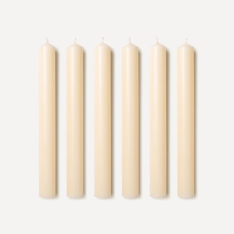 Foxglove Set of 6 Dinner Candles, H20cm, Ivory-1