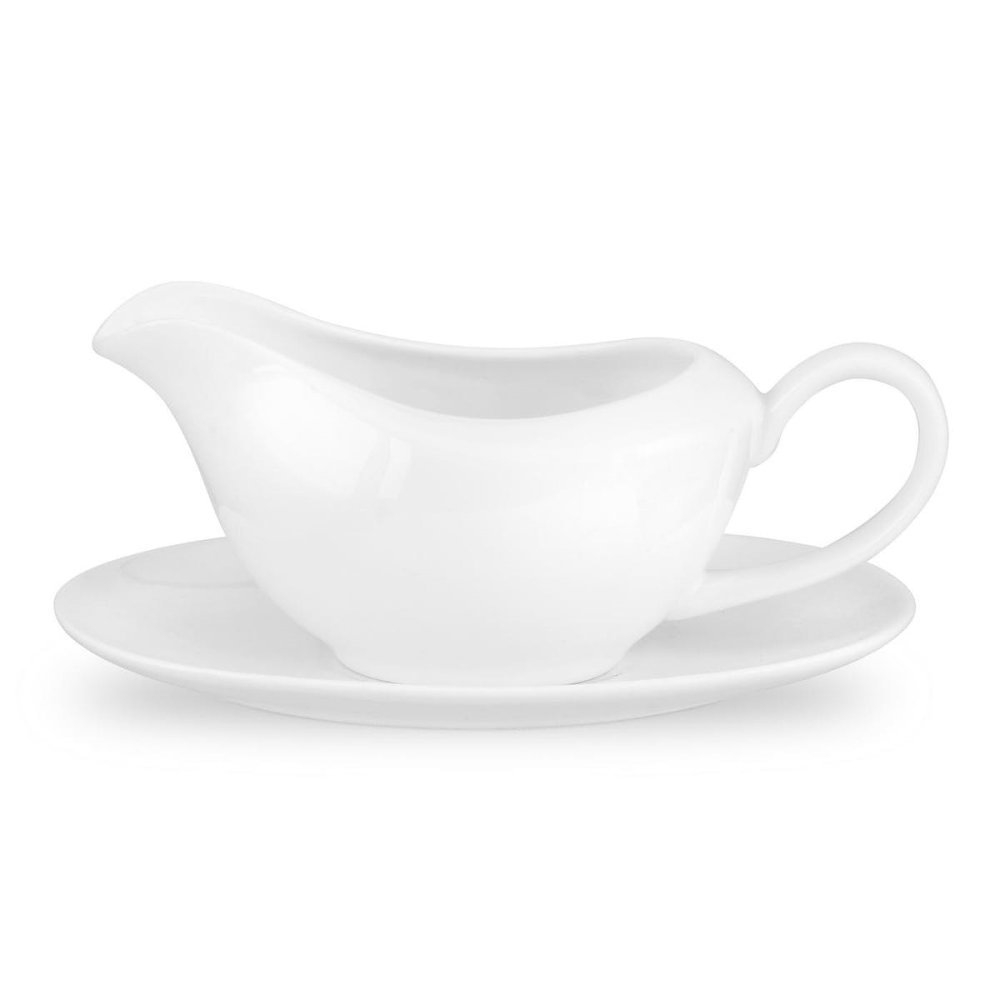 Serendipity Gravy Boat and Stand, 350ml, White-0