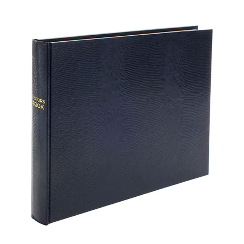 Jubilee Lined Landscape Visitors Book, 22 x 28.5cm, Navy-0