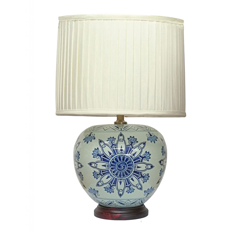 Wan Hua Tong Table Lamp, H55cm, Blue & White-1