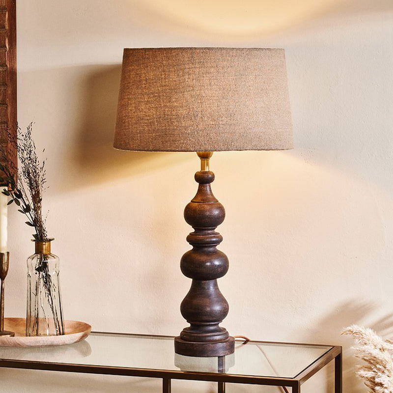 Manua Wood Table Lamp, H50cm, Dark Stain-0