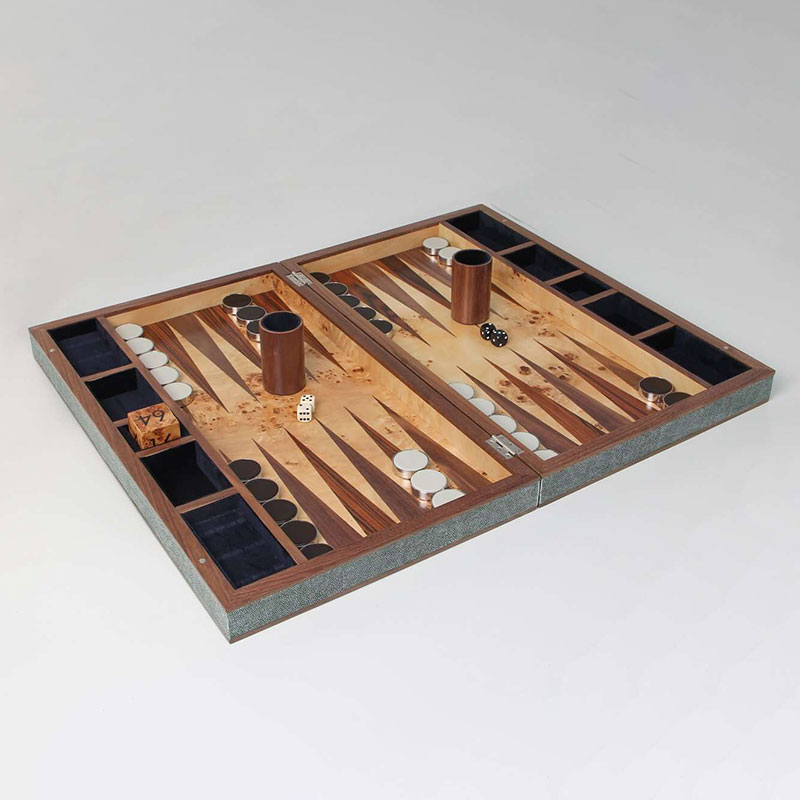 Backgammon Board, 54 x 34cm, Lincoln Green Shagreen-2