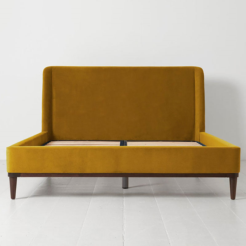 Bed 02 Velvet King Size Frame, Mustard-2