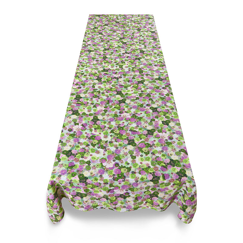 Le Marché aux Fleurs Linen Tablecloth, 300cm x 165cm, Purple/Pink/Green-1