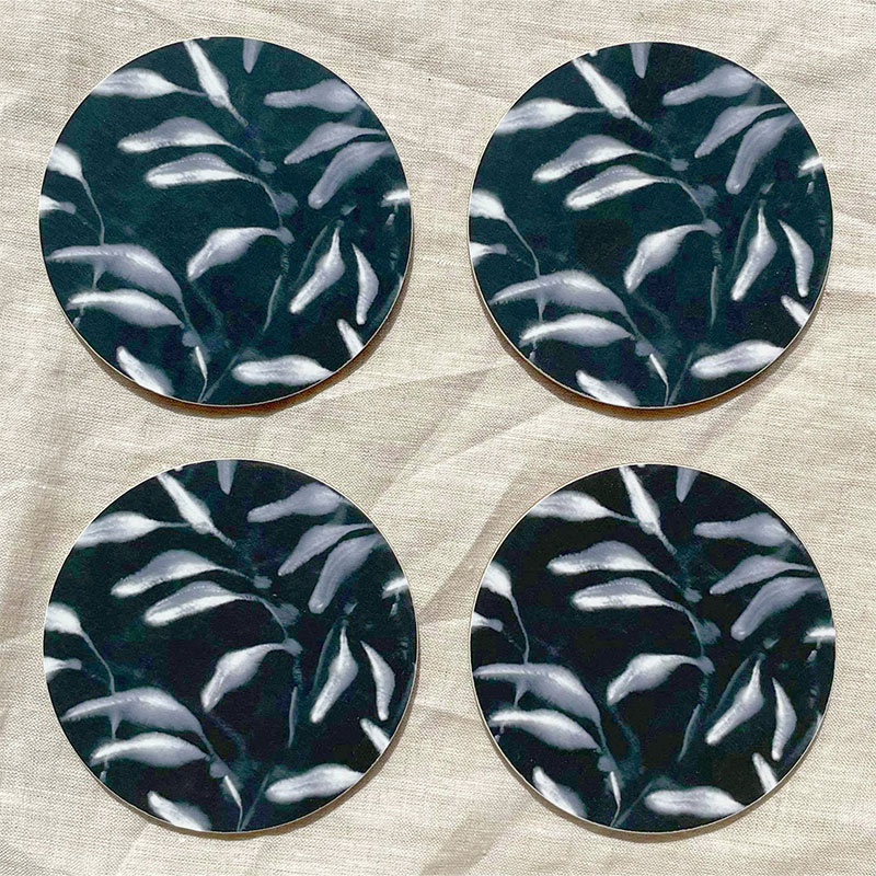 Amongst Set of 4 Coasters, D10cm, Black Navy-1