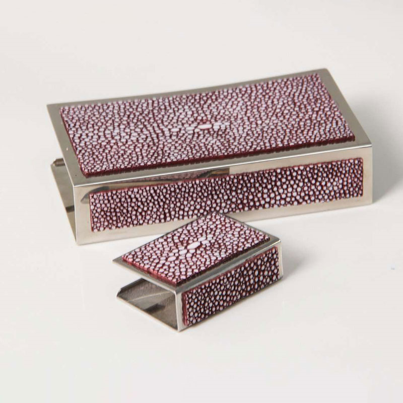 Large Match Box Holder, 13 x 7cm, Mulberry Shagreen-4