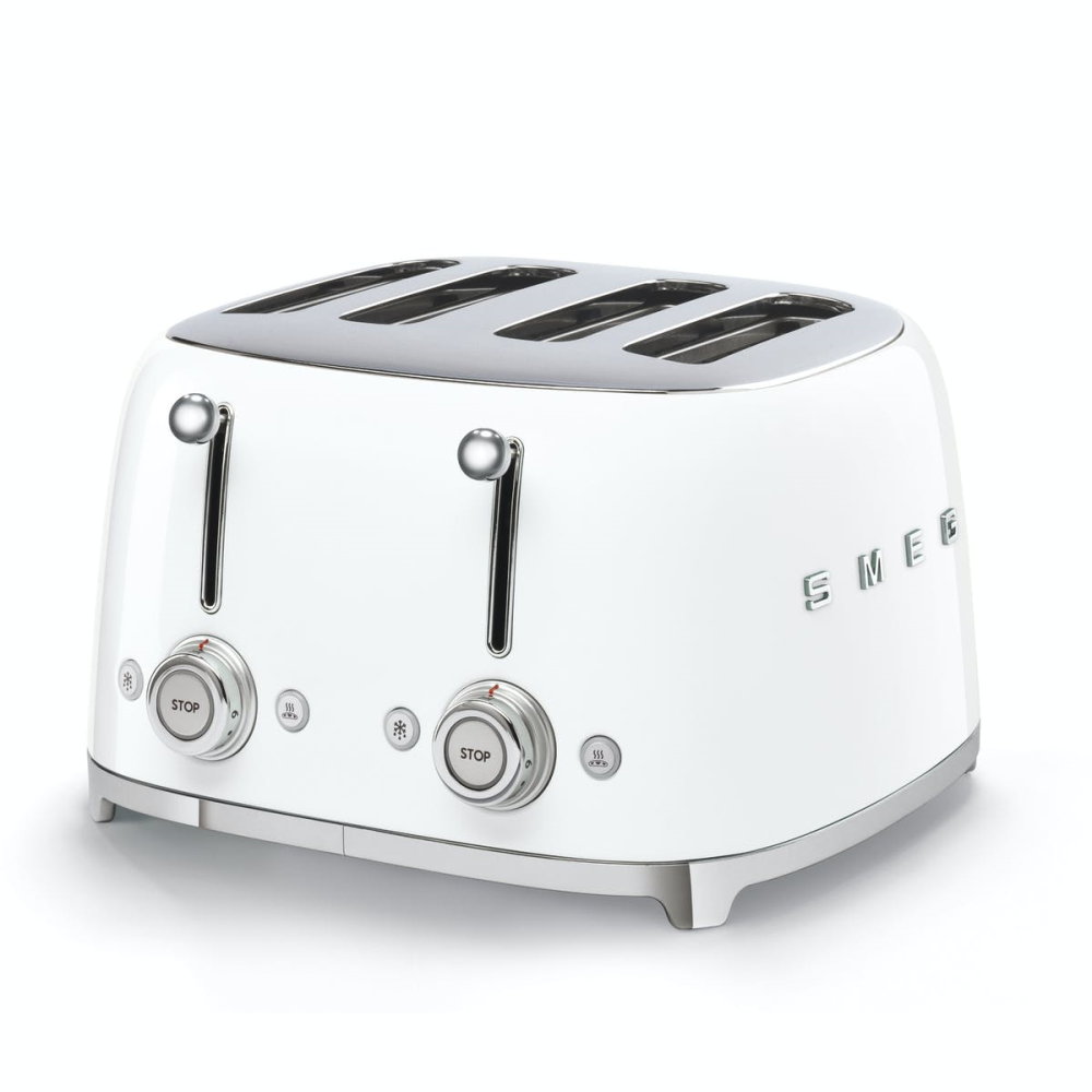 50's Retro 4 slice toaster - 4 slot, White-0