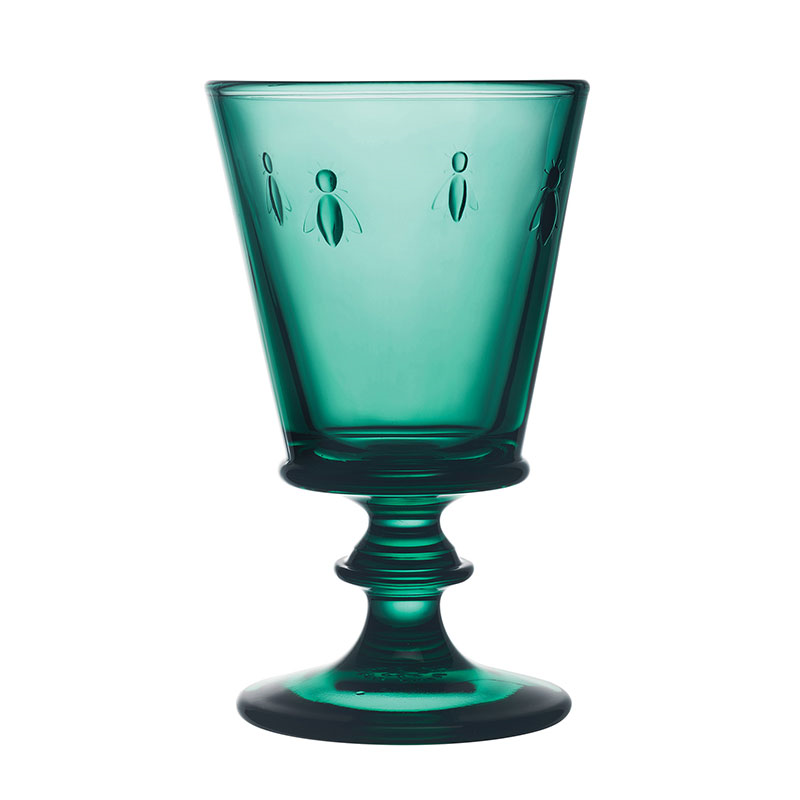 Bee Set of 6 Wine Glasses, 240ml, Emerald Green-0