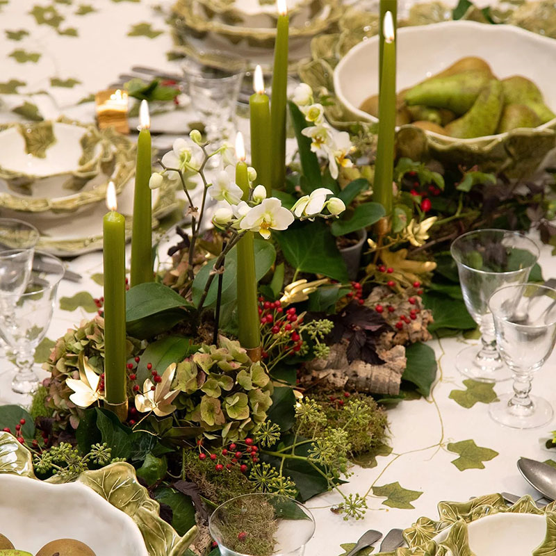 Ivy Herbarium Linen Tablecloth, 165 x 300cm, Green-6