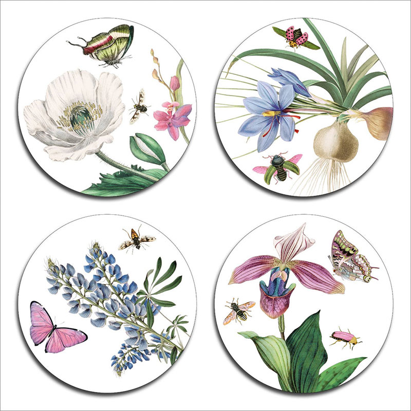 Country Garden Set of 4 Coasters, D10cm, Multi-0