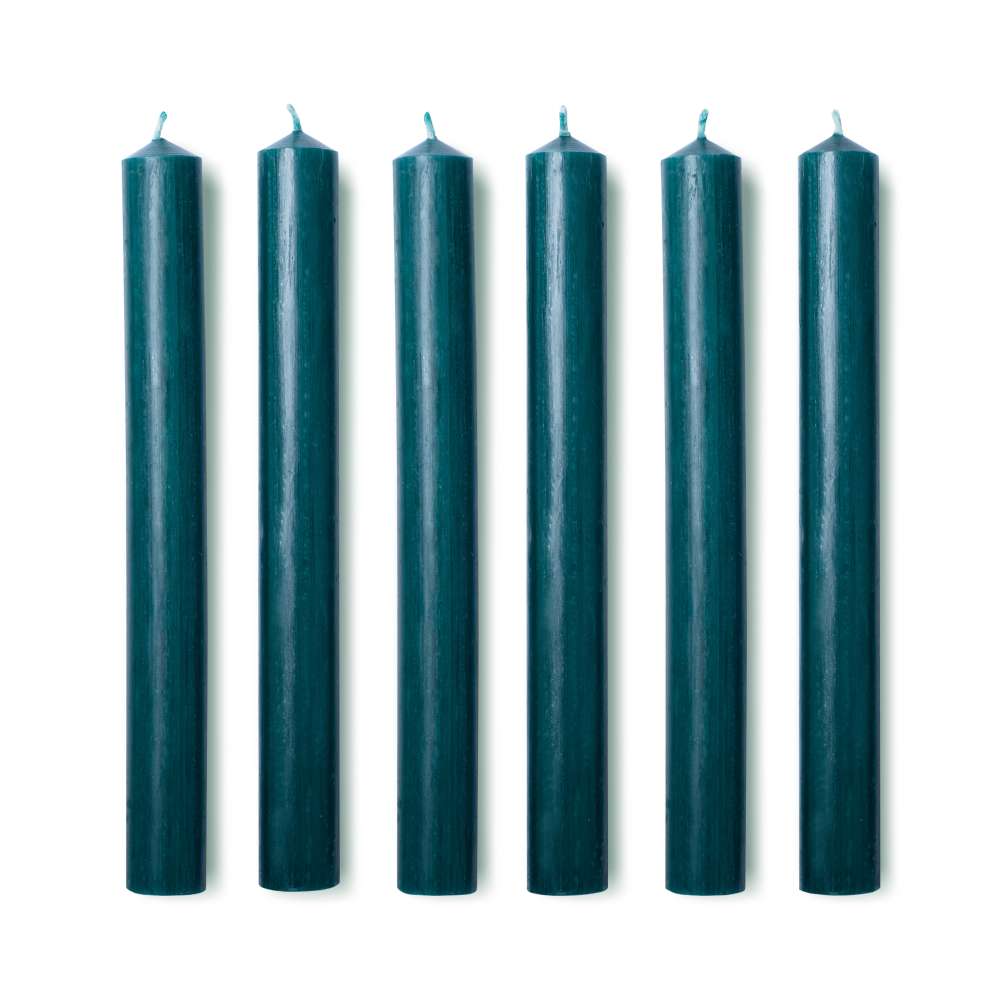 Juniper Set of 6 Dinner Candles, H20cm, Dark Green-1