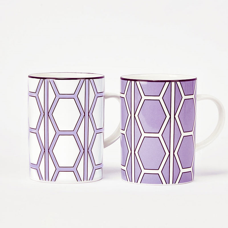 Hex & Hoop Set of 4 Mugs, 350ml, Violet-4