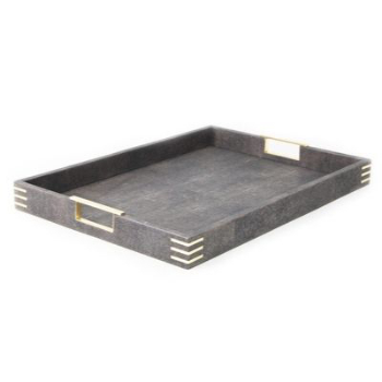 Serving Tray, Holmes, Faux Shagreen, Seal Brown-0