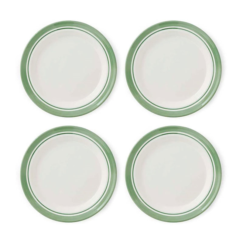 Potter's Stripe Set of 4 Dinner Plates, D26cm, Green-1