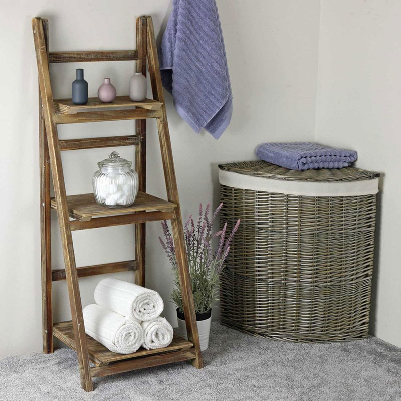 Willow Corner Laundry Basket, Ant. Wash, h.60cm-3