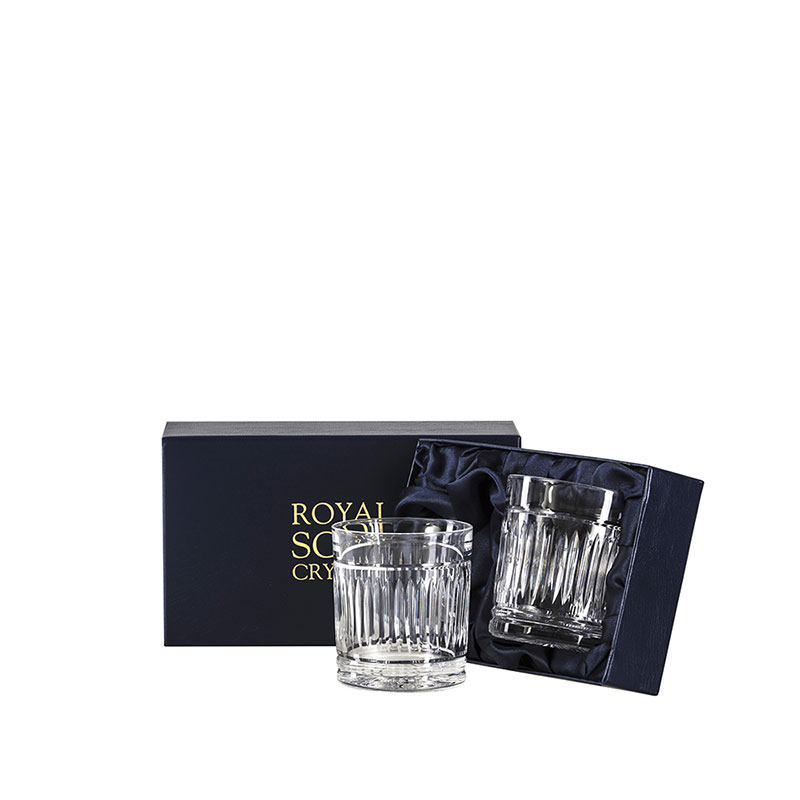 Art Deco Set of 2 Large Tumblers, 330ml, Clear-1