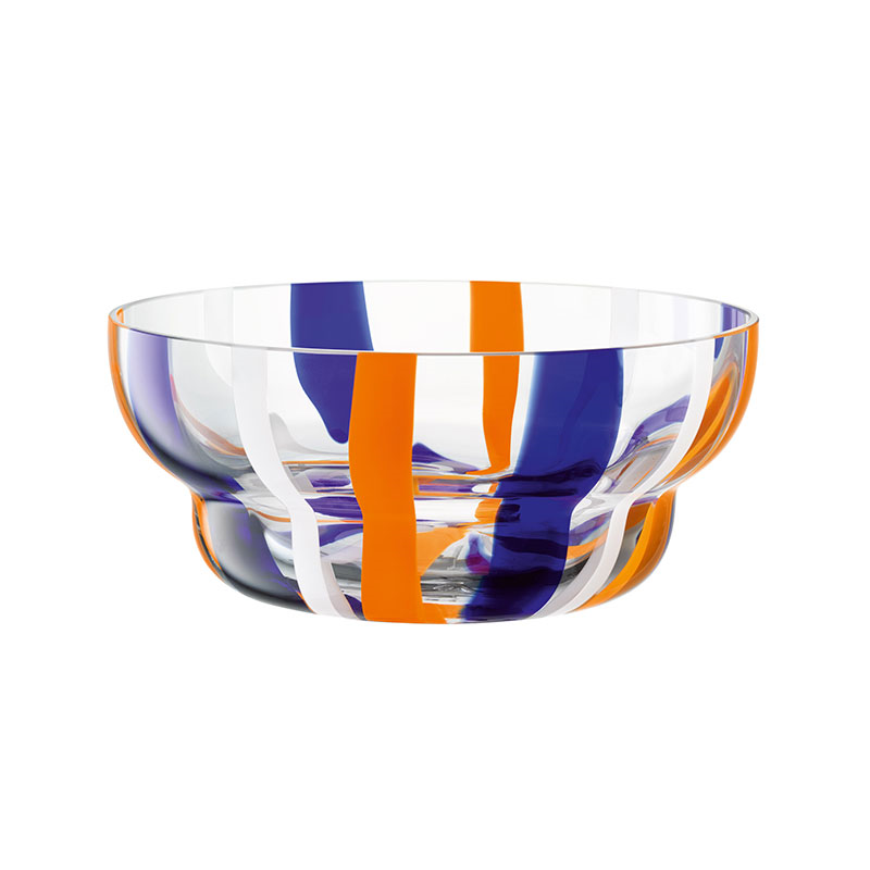 Folk Bowl, D24cm, Blue/Orange/White-1