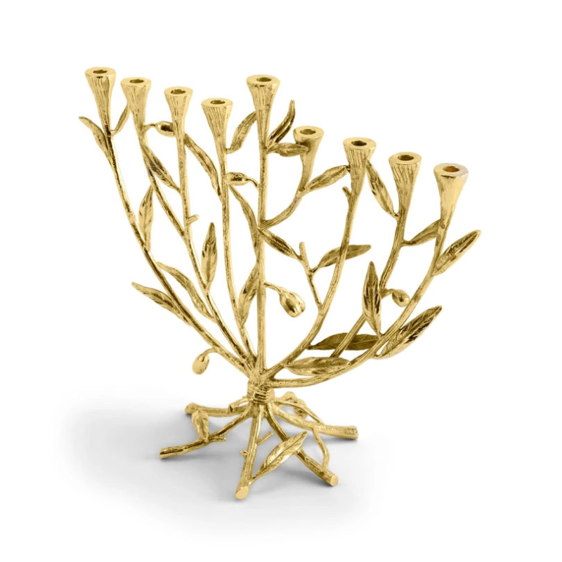 Olive Branch Menorah, 29cm, Gold/Silver-1