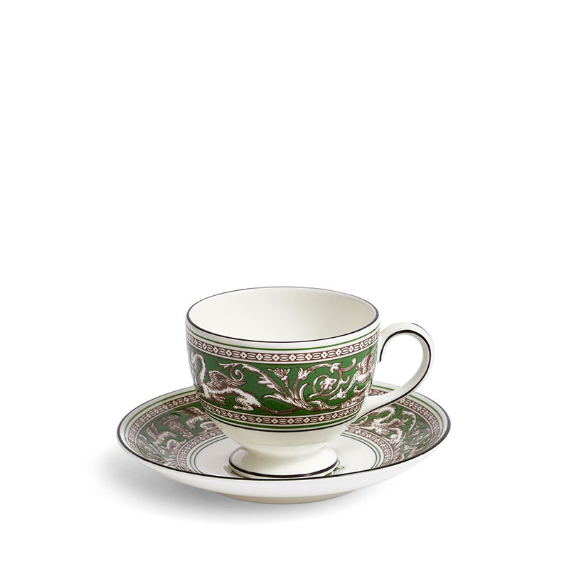 Florentine Teacup and Saucer, 174ml, Verde-0